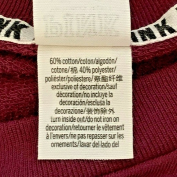 VICTORIA'S SECRET PINK SNAP SLEEVE BOYFRIEND CREW Sz L MAROON & BLACK #231D - Picture 9 of 10